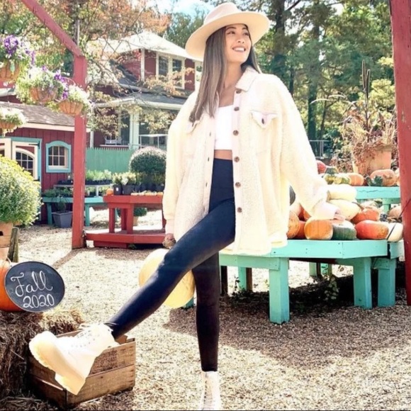 Light Blue Sherpa Shirt Jacket 